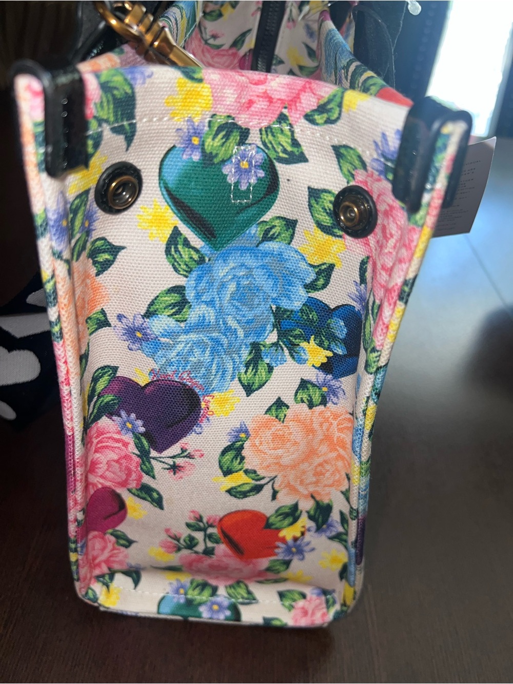 Kurt Geiger Floral Love Tote Bag with Heart Charm - Multi NWT - Picture 5 of 7